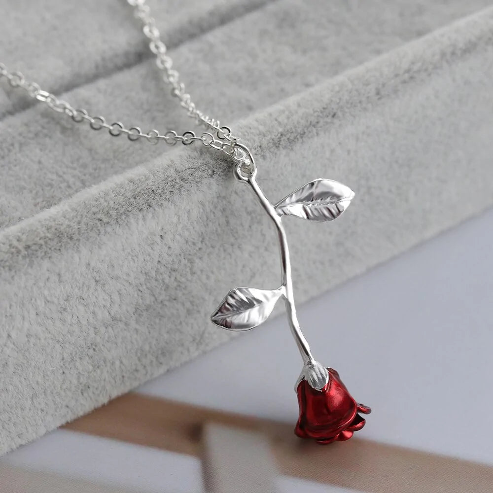 Red Rose Flower Necklace WEM Support (www.WEM.support)