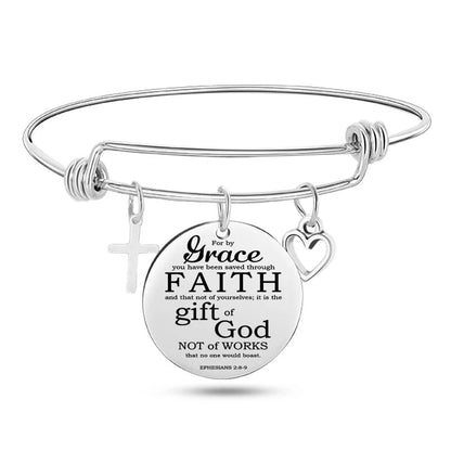 Stainless Steel Christian Charm Bracelet WEM Support (www.WEM.support)