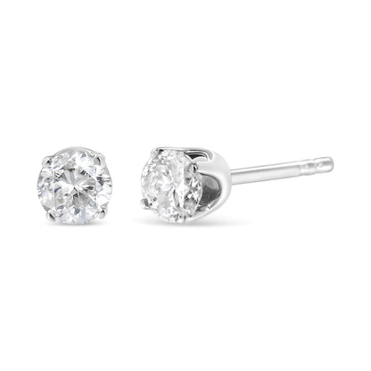 AGS Certified 14K White Gold 1.0 Cttw 4-Prong Set Brilliant Round-Cut Solitaire Diamond Push Back Stud Earrings (G-H Color, SI2-I1 Clarity) WEM Support (www.WEM.support)