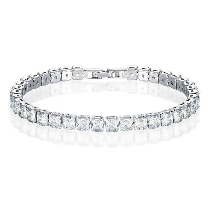 Clear Square Cubic Zirconia Tennis Bracelet WEM Support (www.WEM.support)