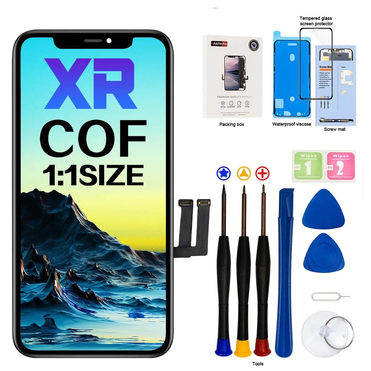 EFAITHFIX for iPhone 11 Screen Replacement COF 6.1 Inch LCD Screen Frame Assembly 3D Touch Display Screen Digitizer for A2111, A2223, A2221 with Repair Tools kit Tempered Glass Waterproof Adhesive HejK.com