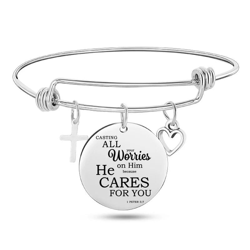 Stainless Steel Christian Charm Bracelet WEM Support (www.WEM.support)