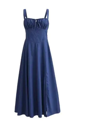 Plain and Floral Print Strappy Dress