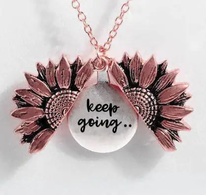 Sunflower Double-layer Lettering Necklace WEM Support (www.WEM.support)