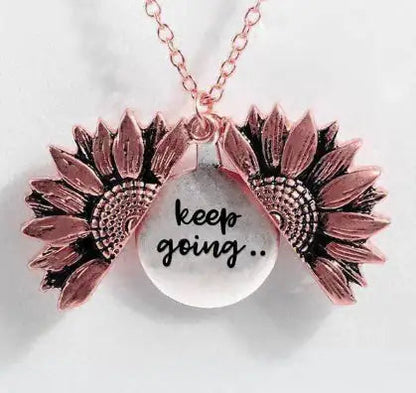 Sunflower Double-layer Lettering Necklace WEM Support (www.WEM.support)