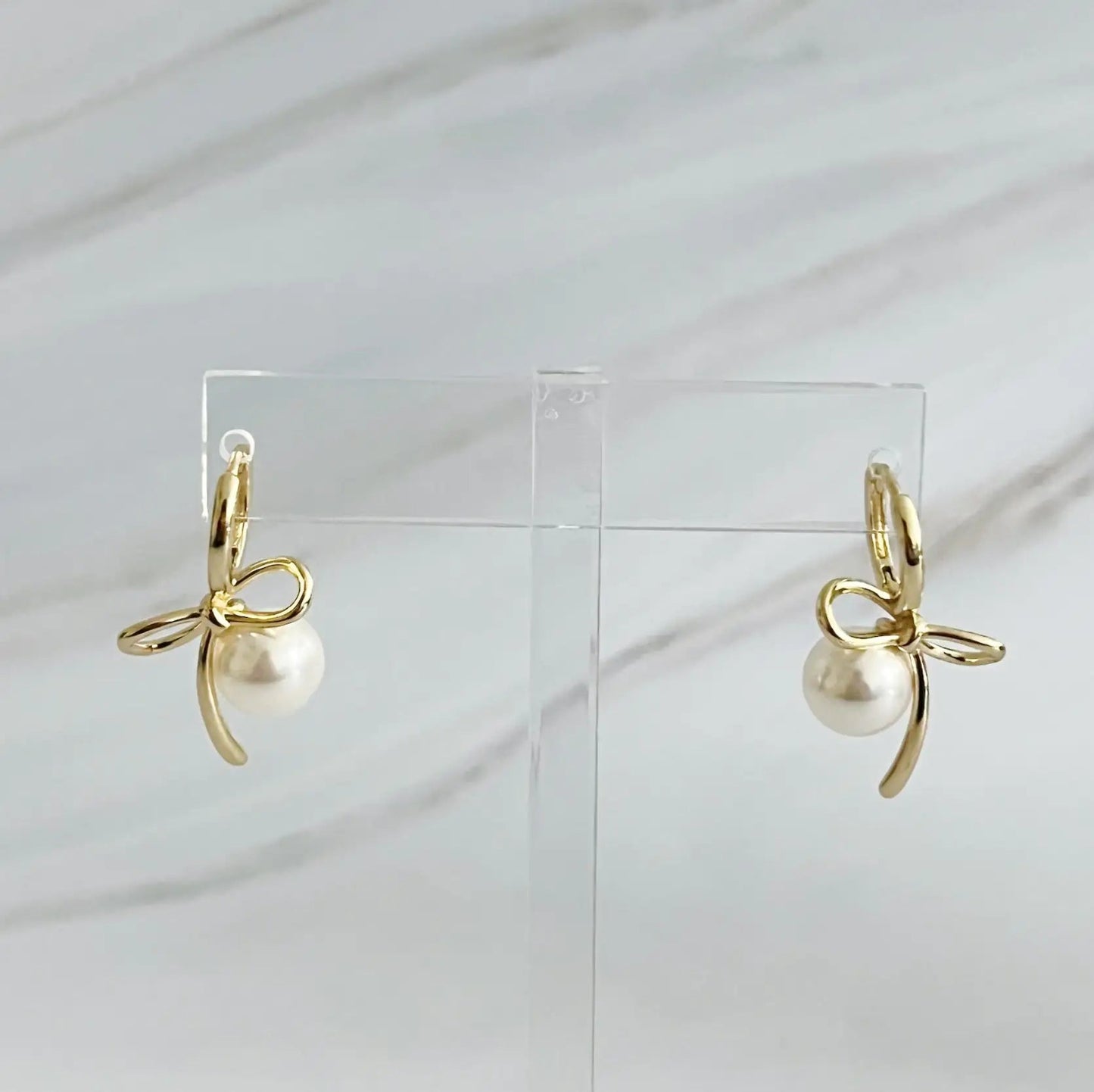 Bowed With Pearl Drop Earrings WEM Support (www.WEM.support)