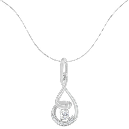 Espira 10K White Gold 1/4 cttw Round Cut Diamond Spiral Link Pendant Necklace (H-I, I1-I2) WEM Support (www.WEM.support)