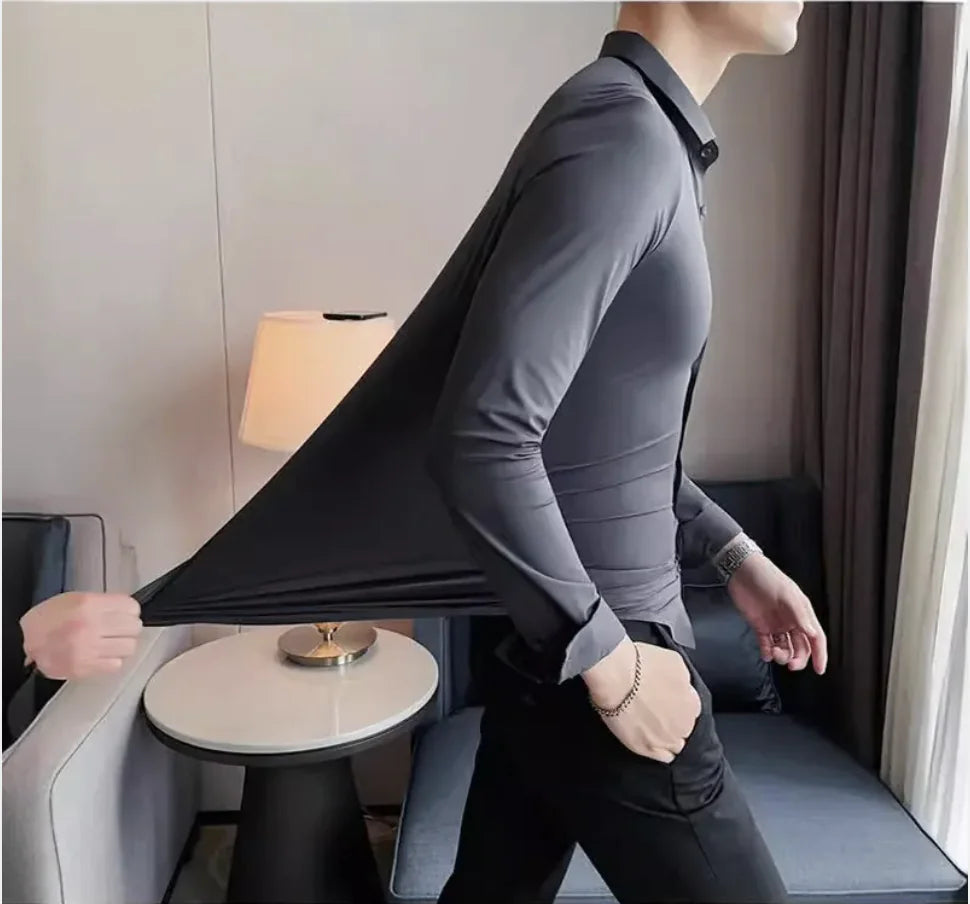 Men's Seamless Elastic Long-Sleeve Shirt HejK.com