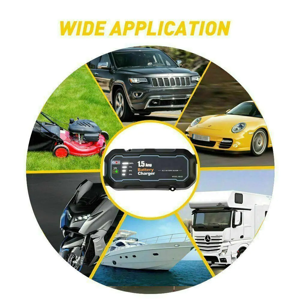 1500mAh Automatic Smart Battery Charger 12V Portable Car Auto Trickle Maintainer WEM Support (www.WEM.support)