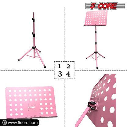 Suporte para Música 5Core para Partituras, Tripé Portátil Ajustável e Dobrável, Suporte para Notas, ROSA WEM Support (www.WEM.support)