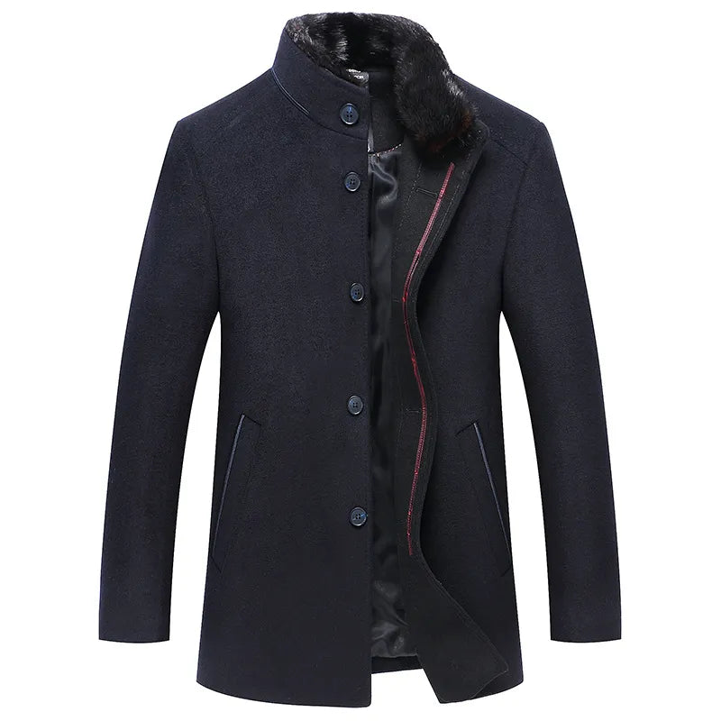 Stand Collar Woolen Coat WEM Support (www.WEM.support)