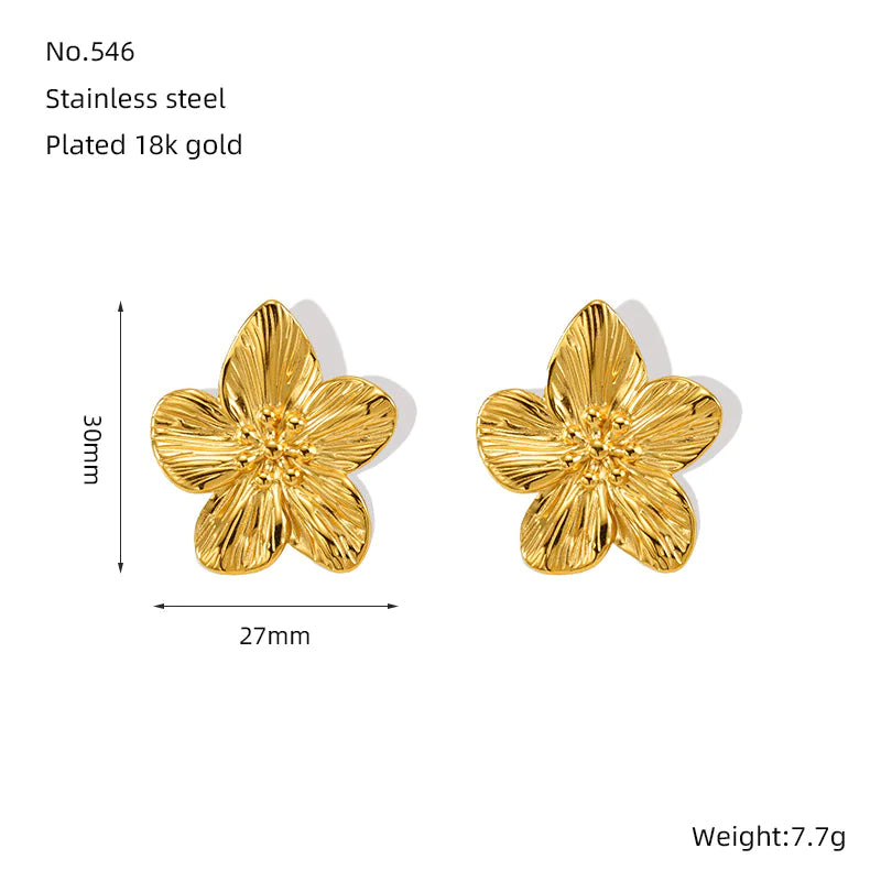 Chic Gold Petal Drop Stud Earrings WEM Support (www.WEM.support)