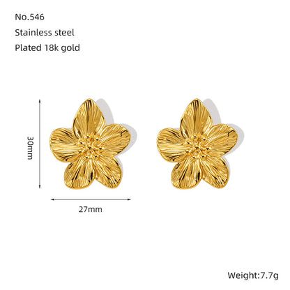 Chic Gold Petal Drop Stud Earrings WEM Support (www.WEM.support)