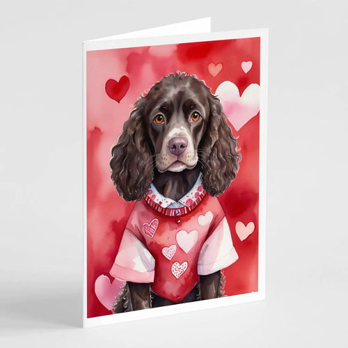American Water Spaniel My Valentine Greeting Cards Pack of 8 WEM Support (www.WEM.support)