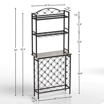 Tall Wine Holder Stand With Wine Glass Holder WEM Support (www.WEM.support)