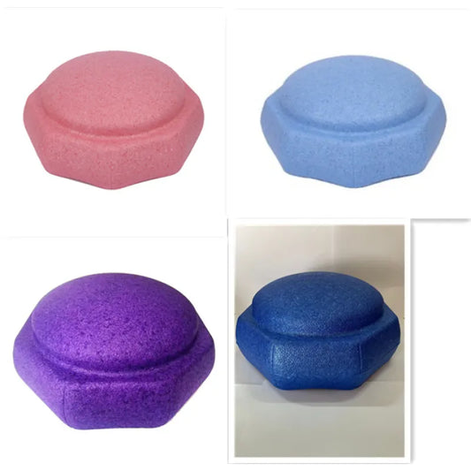 A set of colorful stepping stones designed for children's sensory play, shown in pink, blue, and purple colors with a textured surface.