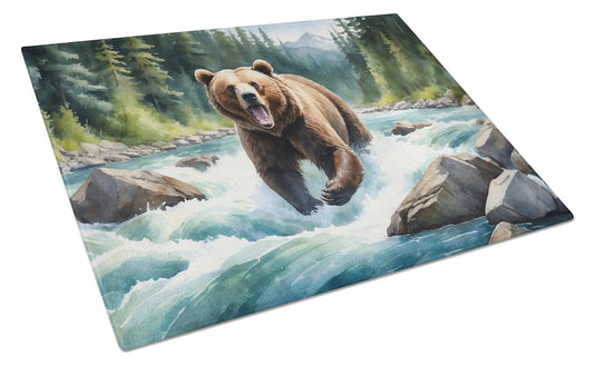 Alaskan Wilderness Grizzly Bear Glass Cutting Board WEM Support (www.WEM.support)