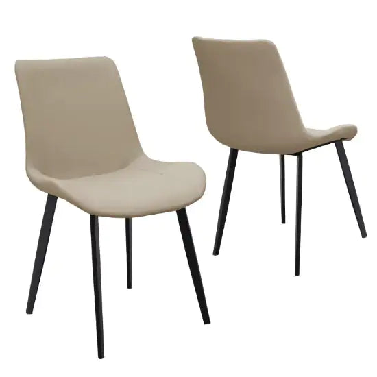 Tan PU Leather Dining Chair With Metal Legs, Modern Upholstered Chair Set Of 2 For Kitchen WEM Support (www.WEM.support)