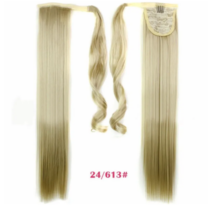 Synthetic Long Straight Wrap Around Hair Extension WEM Support (www.WEM.support)