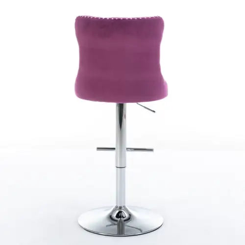 Swivel Velvet Barstools Adjusatble Seat Height From 25-33 Inch Purple,Set Of 2 WEM Support (www.WEM.support)
