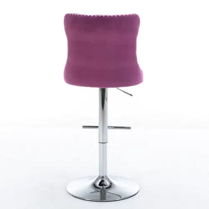 Swivel Velvet Barstools Adjusatble Seat Height From 25-33 Inch Purple,Set Of 2 WEM Support (www.WEM.support)