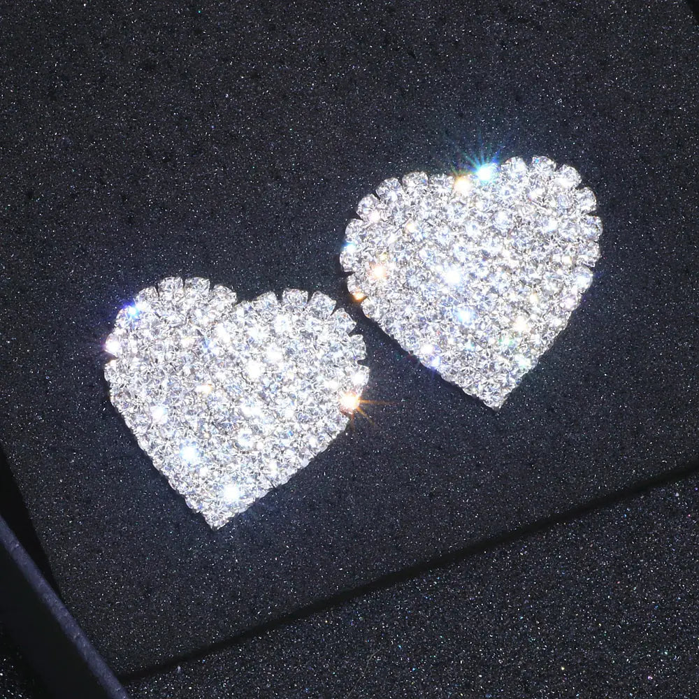 Crystal Heart Stud Earrings WEM Support (www.WEM.support)