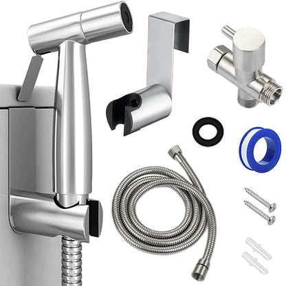 Toilet Shattaf Adapter Hose Bidet Spray Stainless Steel Handheld Shower Head US WEM Support (www.WEM.support)
