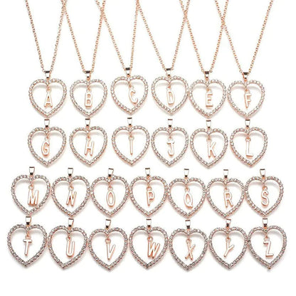 Peach Heart Love Necklace Alphabet WEM Support (www.WEM.support)