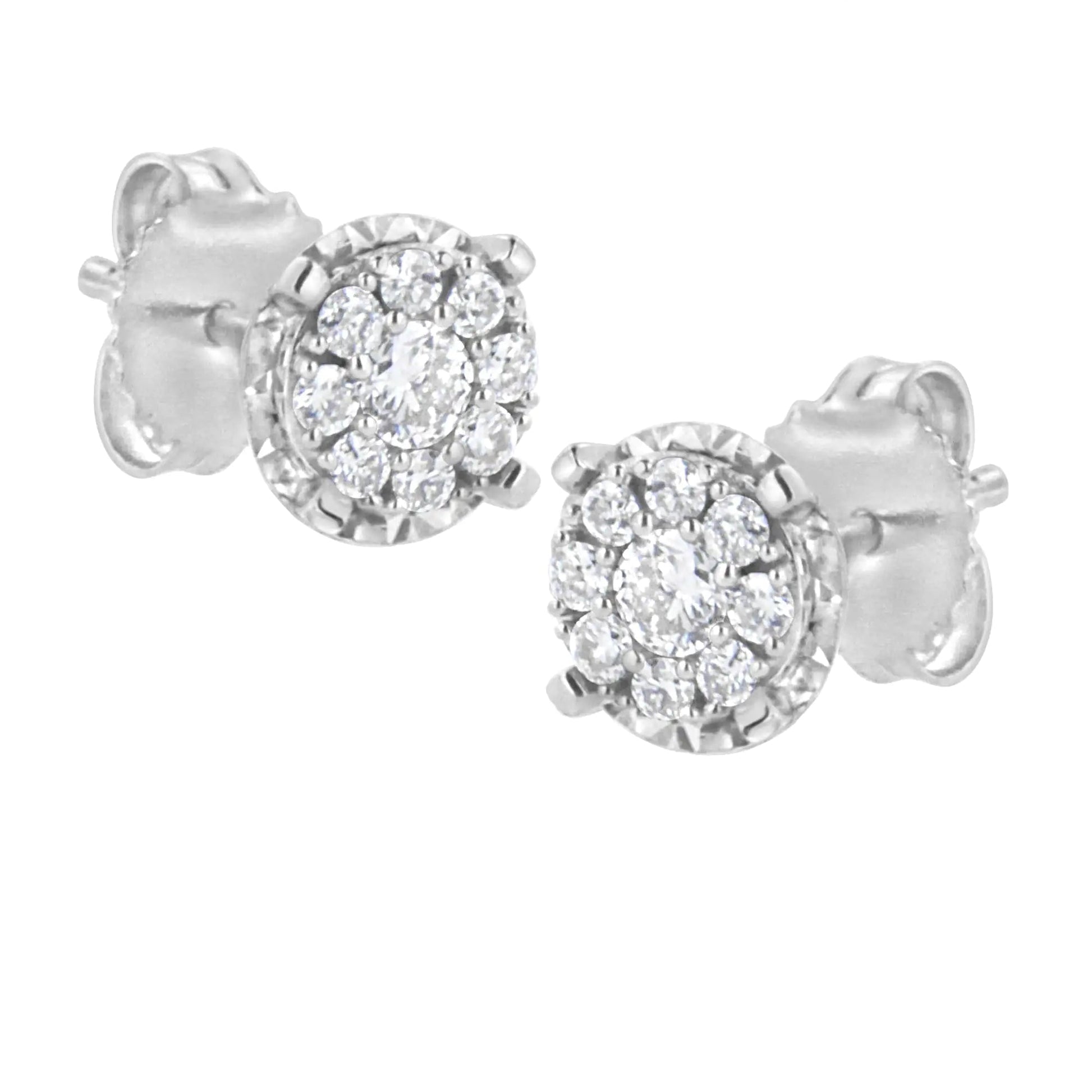 Boucles d'oreilles en argent sterling .925 avec 1/2 carat de diamants de synthèse composite (Couleur F-G, Clarté VS2-SI1) WEM Support (www.WEM.support)
