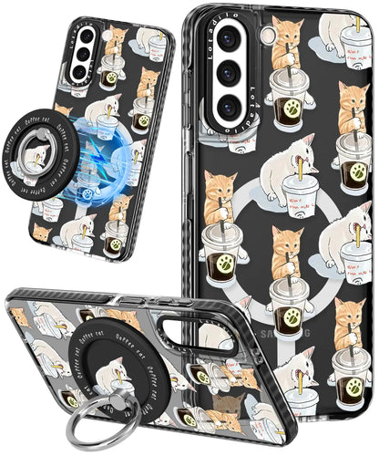 Cute Case for Samsung Galaxy S21 for Women Girls - Funny Design Compatible with Magsafe Magnetic Ring Holder Kickstand Art Constellation Fashion Pattern TPU Phone Covers