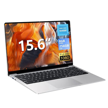 15.6 Inch Full HD LaptopsNotebook Computer N4000 Processor Up 2.6GHZStudent Laptop 8 GB RAM 256GB SSD1920x1080 Display Laptop Computer180 Angle Opening and ClosingWiF5Mini HDMINumeric Keypad