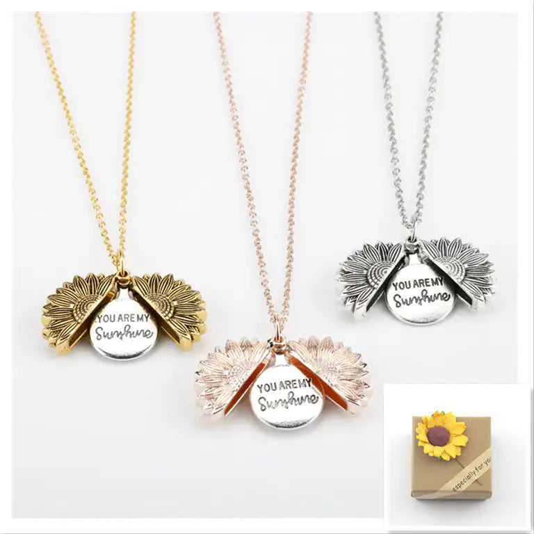 Sunflower Double Lettering Necklace WEM Support (www.WEM.support)