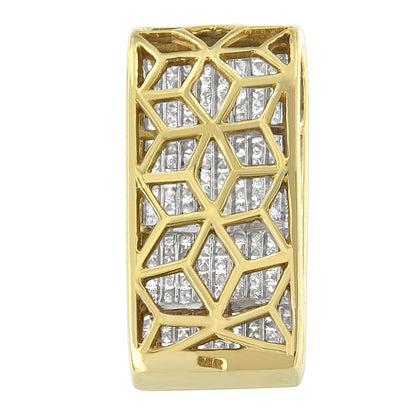 14K Yellow Gold Princess Cut Diamond Block Pendant Necklace (2 5/8 cttw, H-I Color, SI2-I1 Clarity) WEM Support (www.WEM.support)