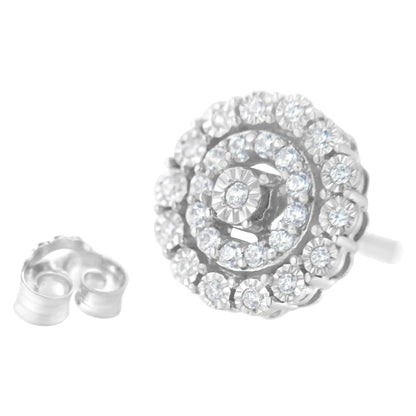 10KT White Gold 1/2 cttw Double Halo Brilliant Round-Cut Diamond Stud Earrings (I-J Clarity, I2-I3 Color) WEM Support (www.WEM.support)