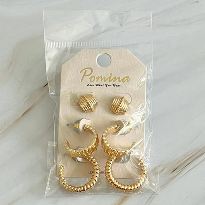 Cabled Trio Set Hoop Earrings WEM Support (www.WEM.support)