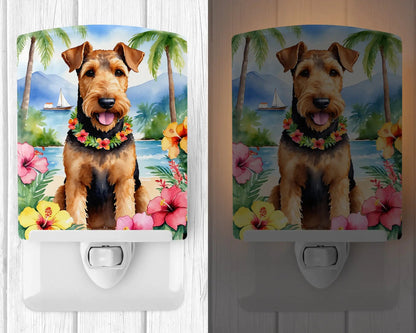 Airedale Terrier Luau Ceramic Night Light WEM Support (www.WEM.support)