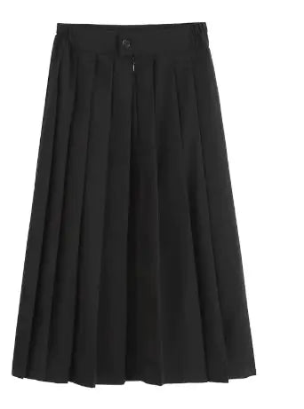 Black Mid-length Pleated Skirt HejK.com