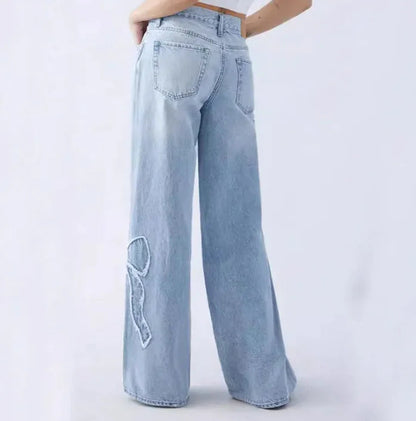 Embroidered Side Frayed Butterfly Trousers WEM Support (www.WEM.support)