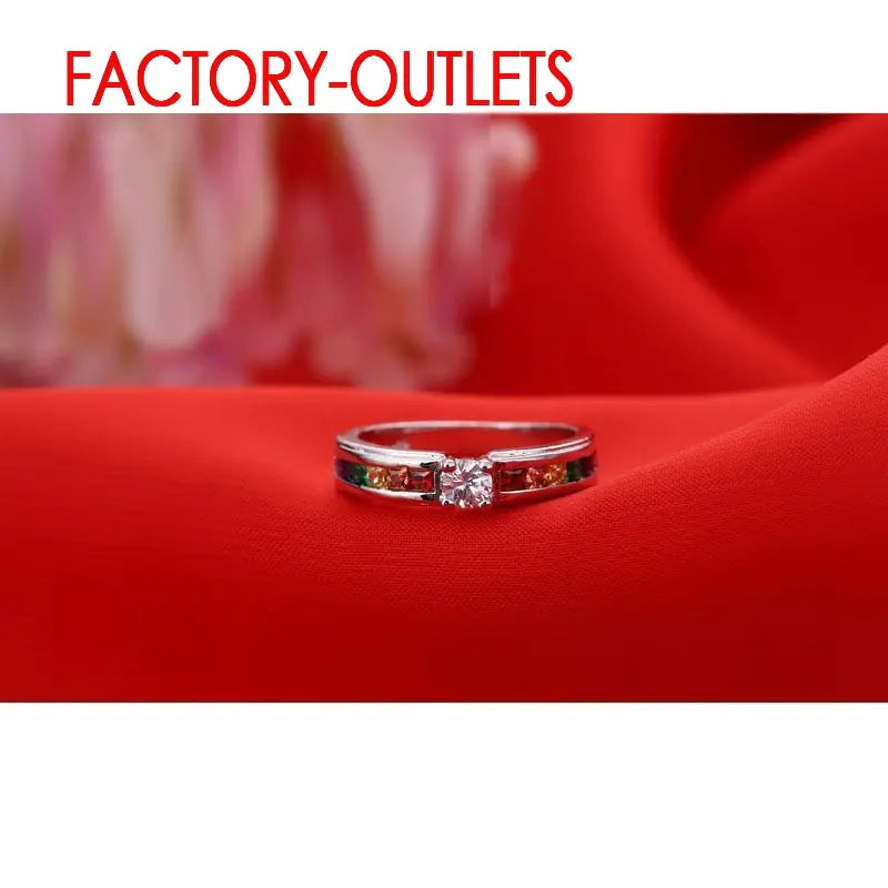 Colorful Cubic Zirconia Women Engagement Ring WEM Support (www.WEM.support)