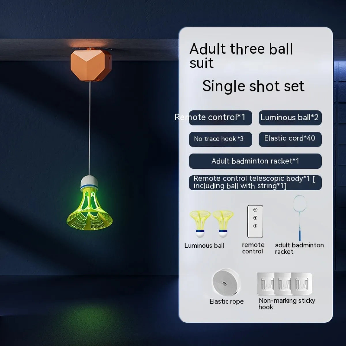Badminton Racket Single Trainer with Automatic Rebound Swing WEM Support (www.WEM.support)