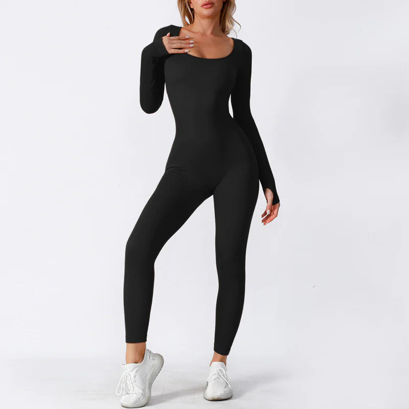 Seamless Yoga Jumpsuit Long Sleeve WEM Support (www.WEM.support)