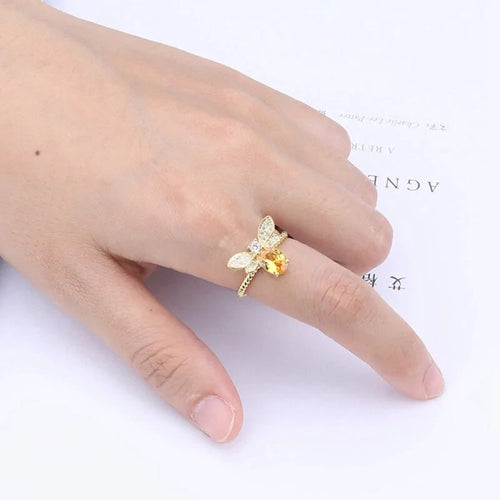 Crystal Bee Ring - Matching WEM Support (www.WEM.support)