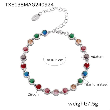 Titanium Steel Zircon Color Mix Bracelet & Necklace Set WEM Support (www.WEM.support)