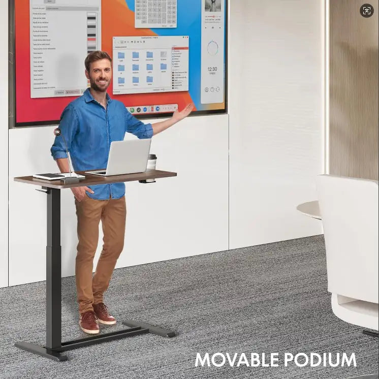 Standing Scroll Table With Hidden Wheels Side Table  Height-adjustable Bed Table Laptop Table WEM Support (www.WEM.support)