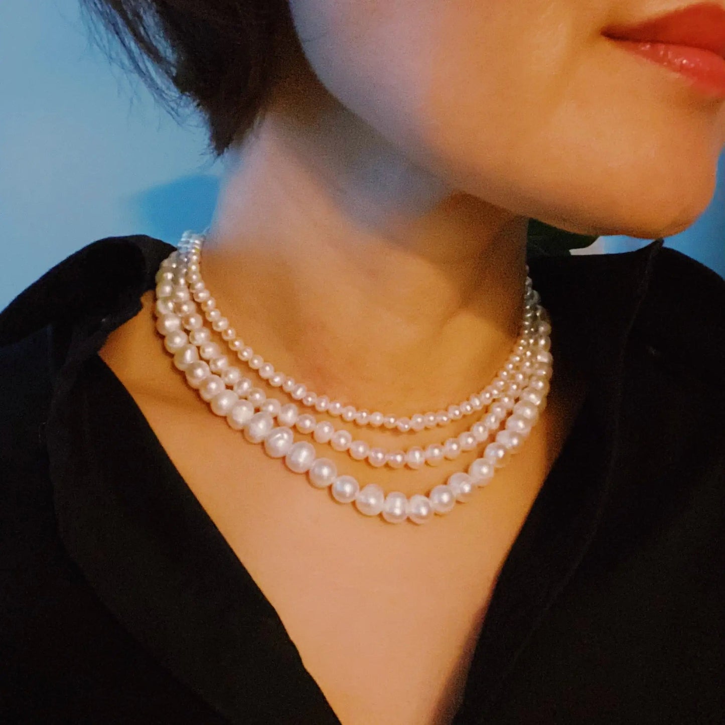 Clover Clasp Genuine Pearl Necklace WEM Support (www.WEM.support)