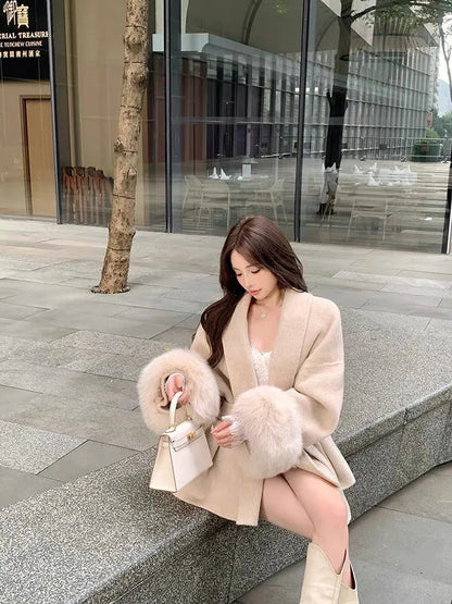 Fox Fur Elegant Double-sided Cashmere Coat WEM Support (www.WEM.support)