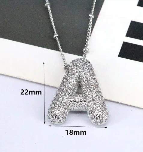 Brass Zircon Letter Necklace WEM Support (www.WEM.support)