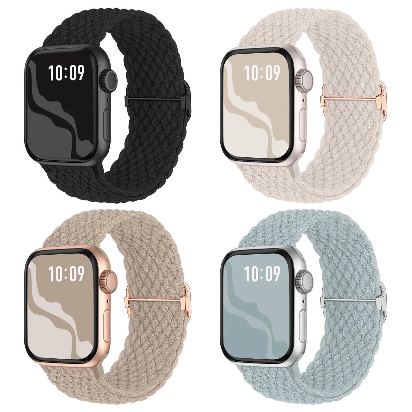 Braided Stretchy Solo Loop Compatible for Apple Watch Band 38mm 40mm 41mm 42mm 44mm 45mm 46mm 49mm for Women Men, Nylon Elastic Straps Wristbands for iWatch Series 10 9 8 7 6 SE 5 4 3 2 Ultra Ultra 2