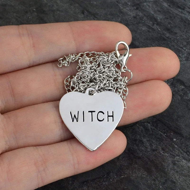Witch Necklace Heart Engraved WEM Support (www.WEM.support)