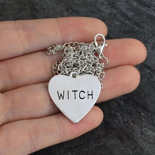 Witch Necklace Heart Engraved WEM Support (www.WEM.support)